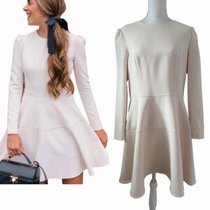 Gal Meets Glam Celeste Fit & Flare Mini Dress Size 16 Ivory Special Occasion NWT